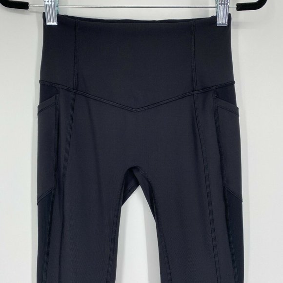 Lululemon All The Right Places Yoga Leggings Size 4 Mid Rise Stretch Crop Black - Picture 2 of 10
